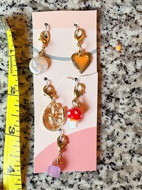 ♥️💖 Set of 5 Charms for Jewelry Shoes Bags Keys Mushroom Pearl Heart Horseshoe